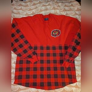 SPIRIT JERSEY Shirt TEMPLE University ORIGINAL AUTHENTIC Medium Red Plaid Black
